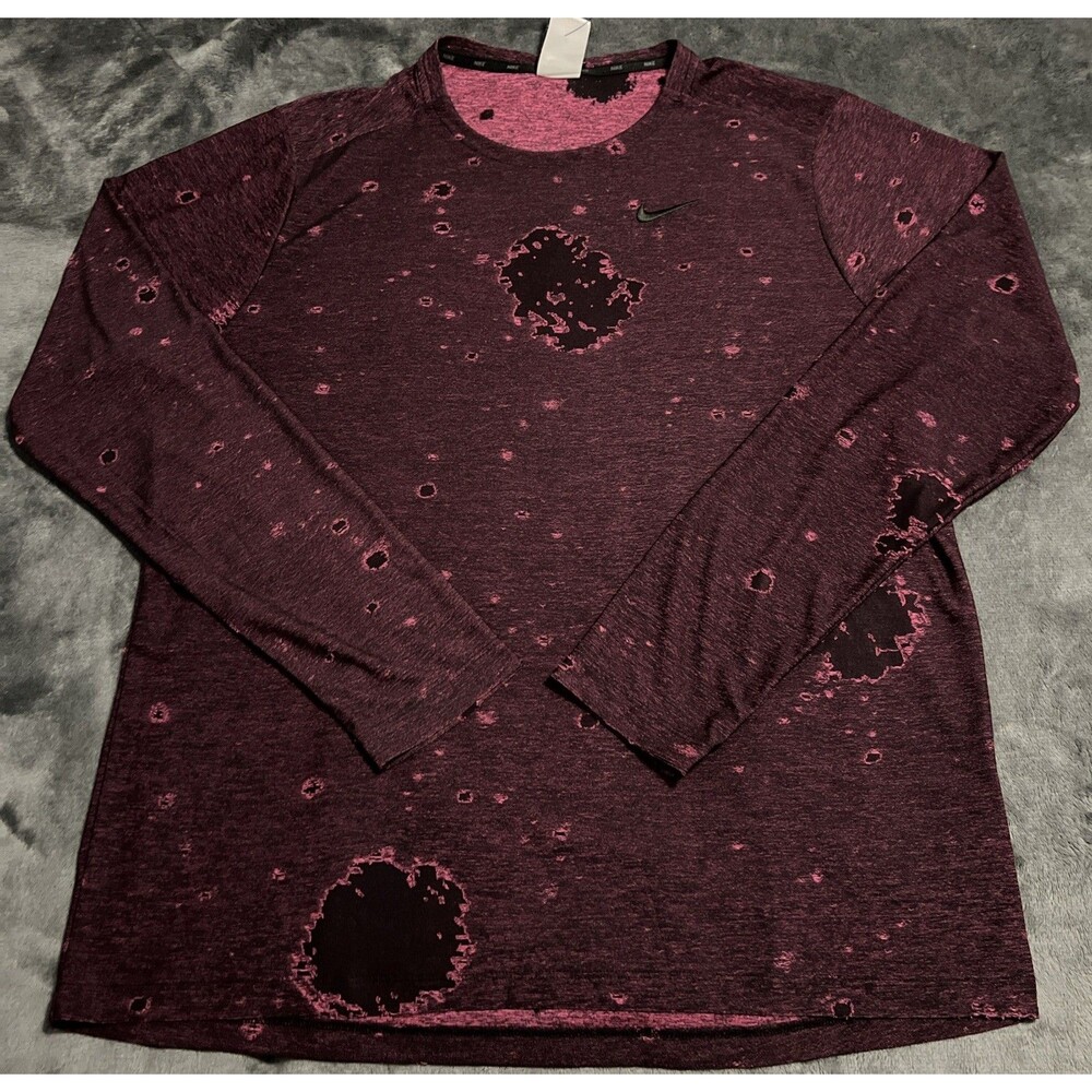 LARGE Nike Dri-FIT Men's Long-sleeve All-over Print Fitness Top DX0886 607